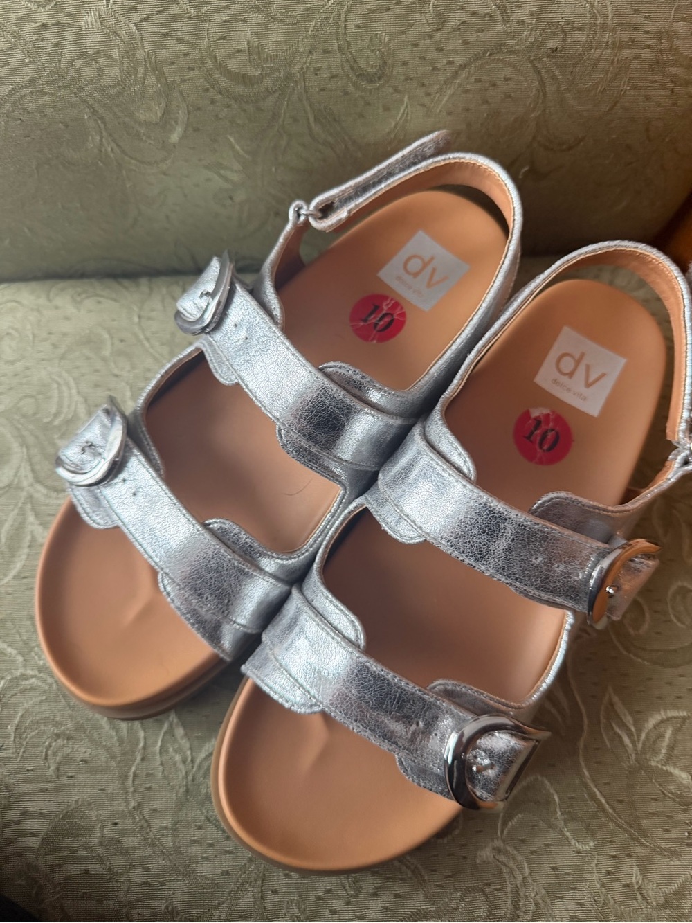 DV by Dolce Vita Silver Metallic Buckle Sandals